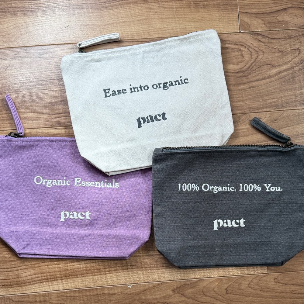 Pact Organic Cotton Pouch Trio - Cream, Purple, Gray